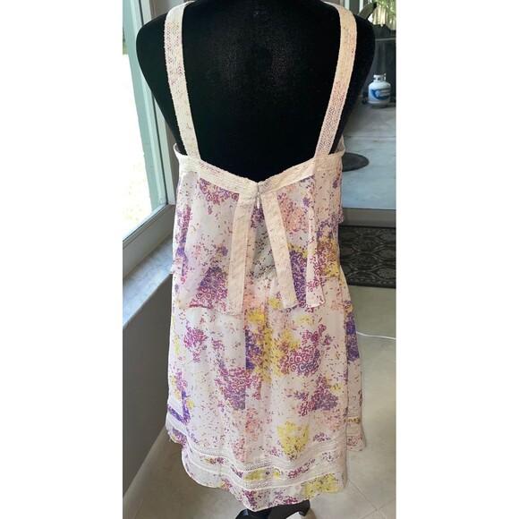 GUESS Sz 8 Crisscross Halter KeyHole Layered Ruffle Pastel Romantic Flowy Beachy - Picture 6 of 7